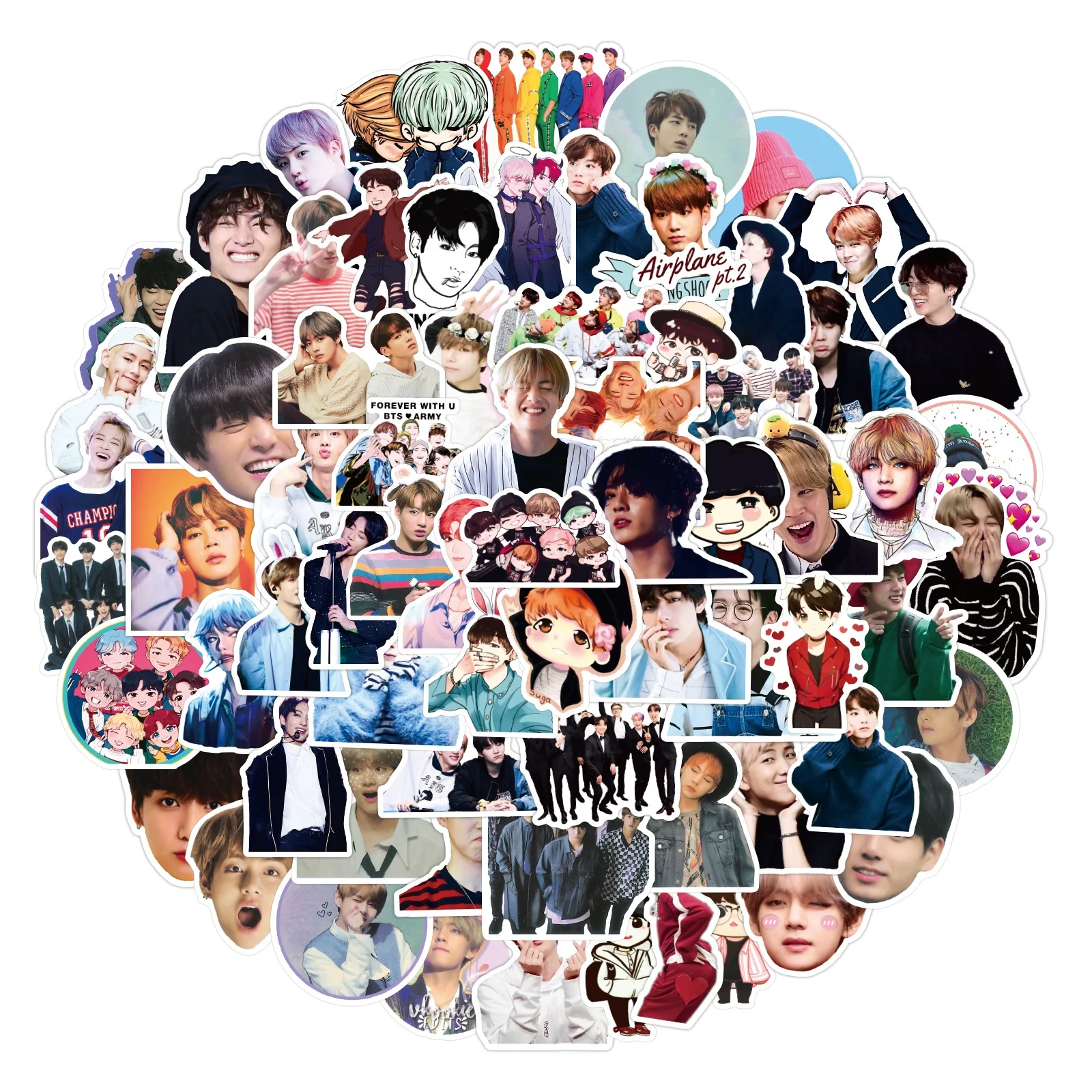 wholesale 100pcs Korean Kpop idol cartoon stickers waterproof PVC laptop notebook water bottle sticker girl Bangtan Boys sticker