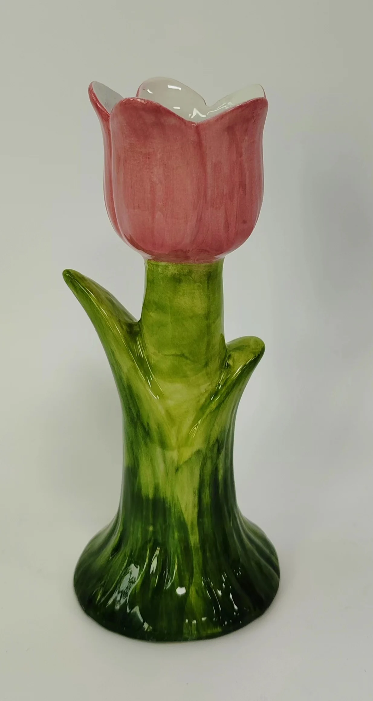Hand painted Tulip candlestick ornament ceramic vase tangerine flower ware home decoration