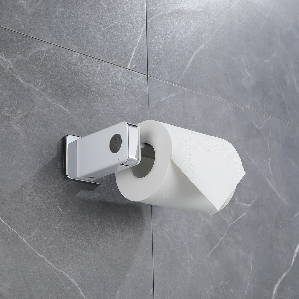 Toilet Roll Holder No Drilling SUS304 Stainless Steel Wall Mount Toilet Paper Holder Dispenser with Hidden Hook For Bathroom