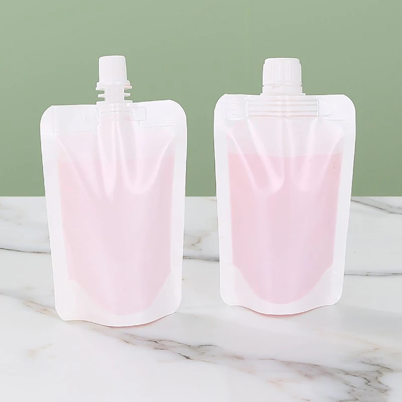 Custom 500ml 750ml liquid drink pouch beverage bag with spout white spout pouch