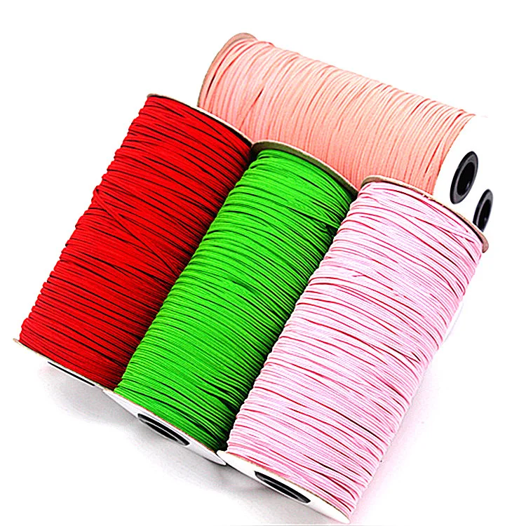 custom 3mm 5mm 6mm 9mm 12mm multicolor sewing flat band rope earloop cord stretch knit braided  elastic cord string