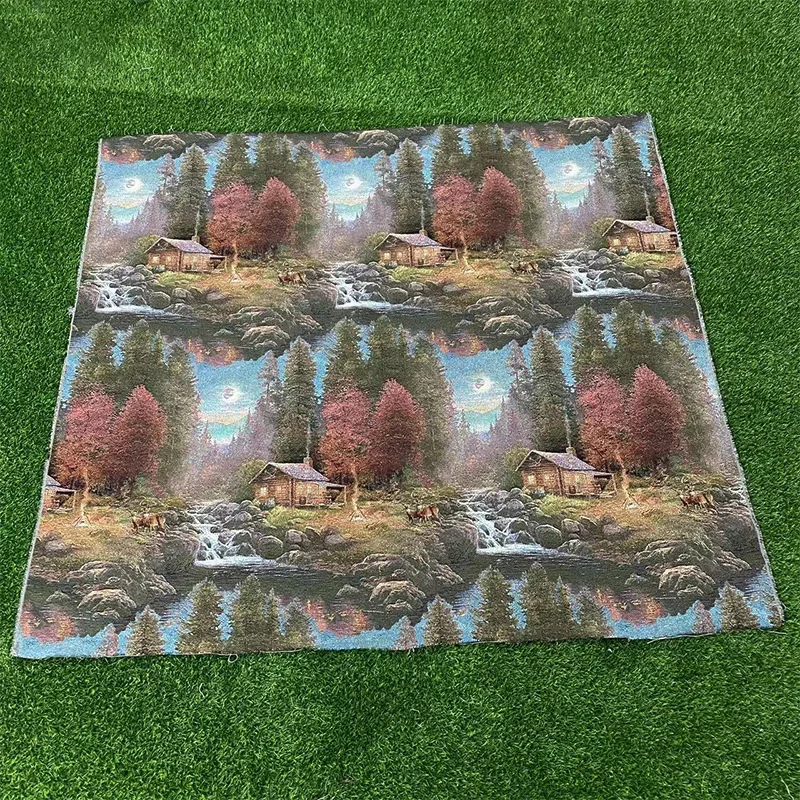 Manufacturers wholesale national wind landscape high warp dense seamless jacquard fabric for bag
