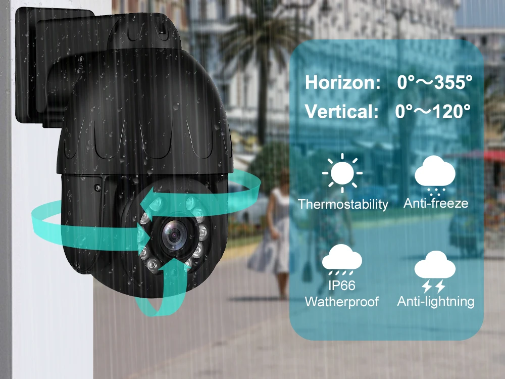 2MP 5MP 5X Optical Zoom PTZ Waterproof Outdoor Dome Wifi IP Wireless Smart Security CCTV Camera 8MP