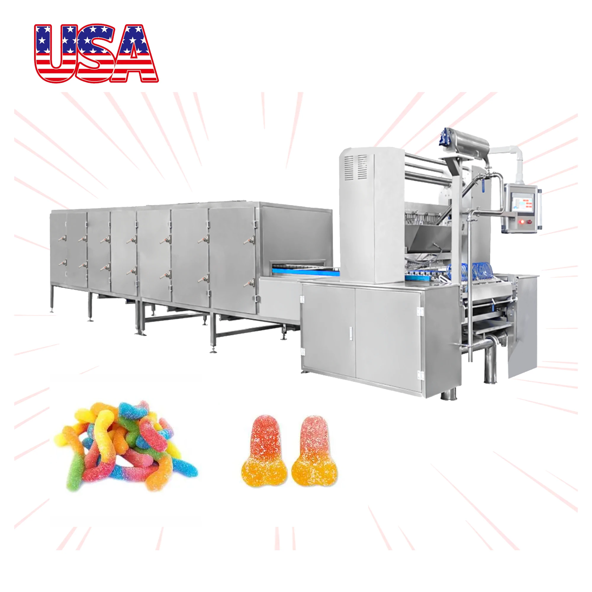 40kg/h mini egg shaped gummy candy Colorful Drop Soft Jelly Candy depositing line Manufacture