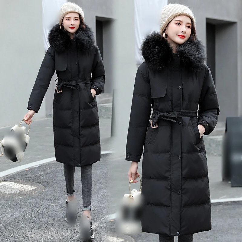 Autumn winter Korean version extended fur collar plus size slim fit cotton jacket