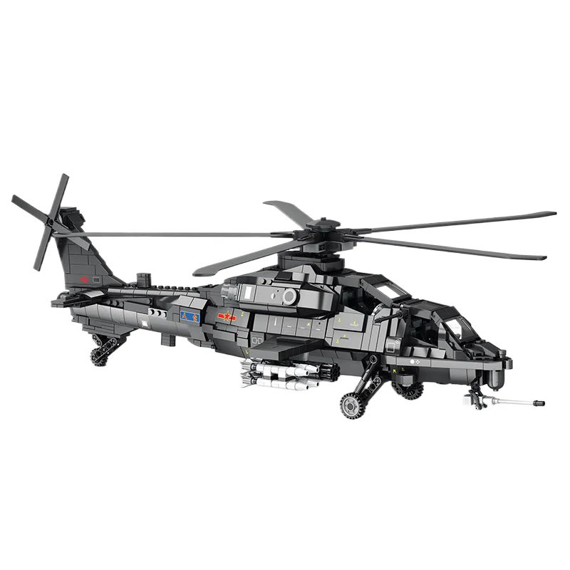 Jiefan Juhang 88019 military Wuzhi 10 aviation helicopter puzzle small particles assembled aircraft model building blocks toy
