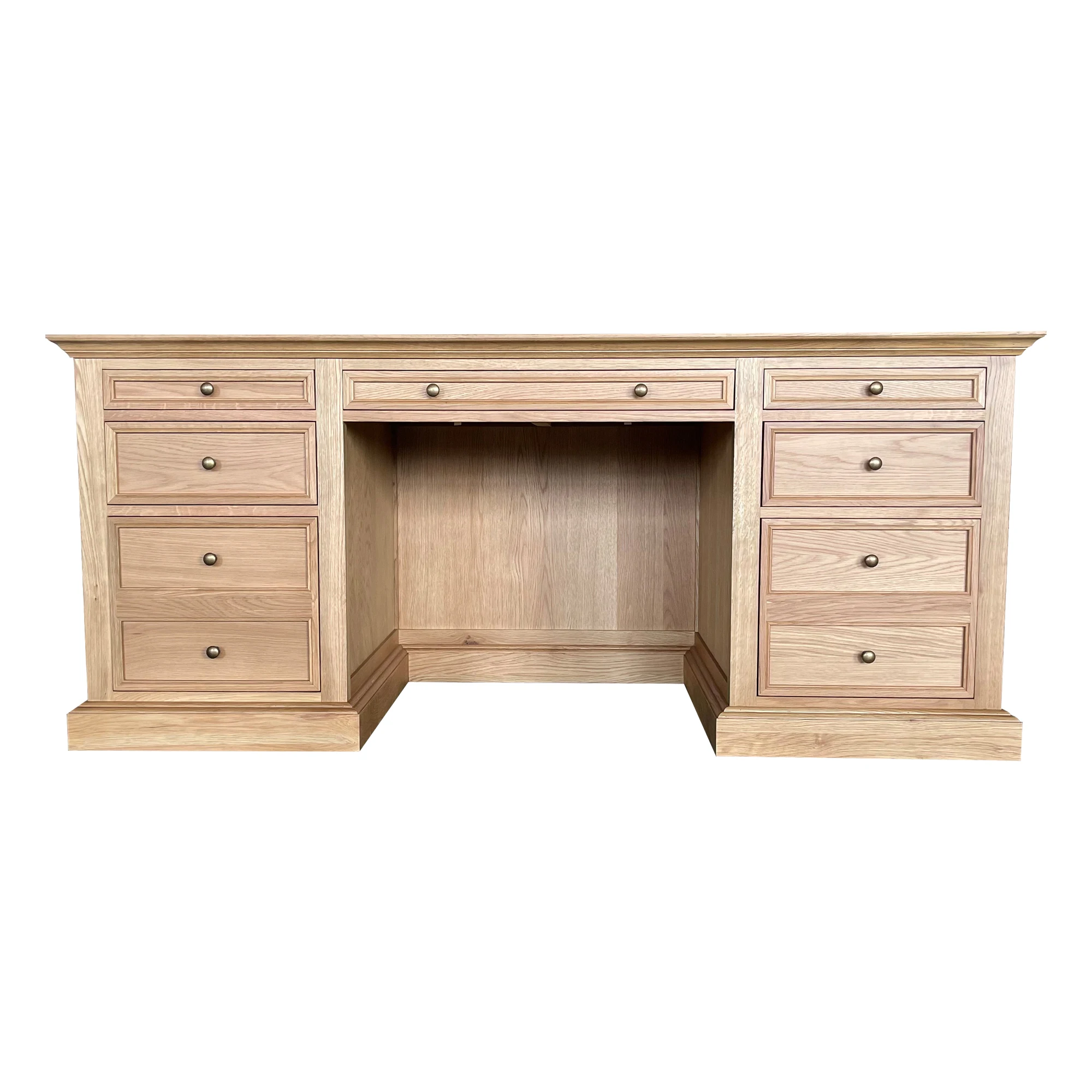American Country Retro St.James Antique Writing Table Mid-Century Design Oak Wooden Executive Study Home Office Desk FH1212