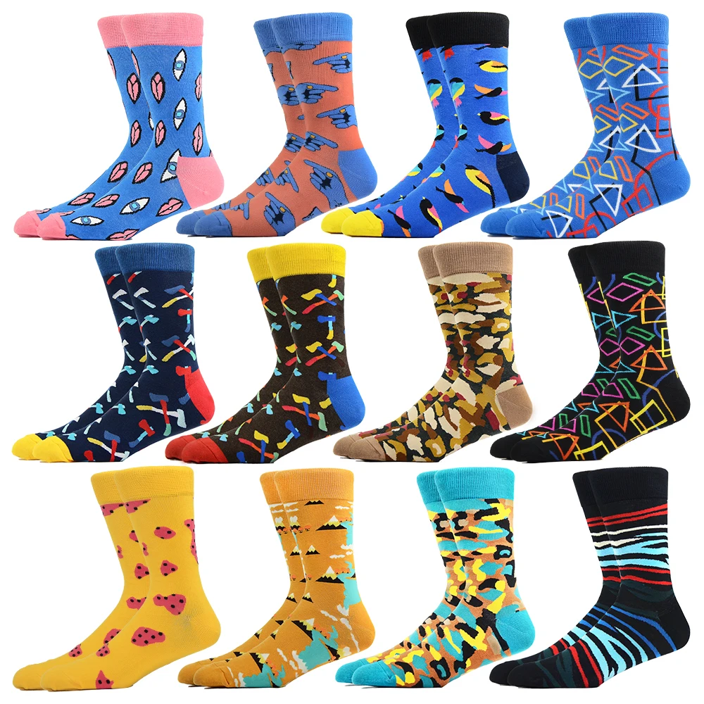 Wholesale Men Crew Socks Fashion American National Flag Cotton Sock Happy Funny Groomsmen Gift Design Socks