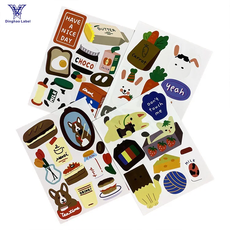 Self Adhesive Customized Printing Clear Colorful Round Die Cut Kiss Cut Stickers Transparent Logo Roll Packaging Label