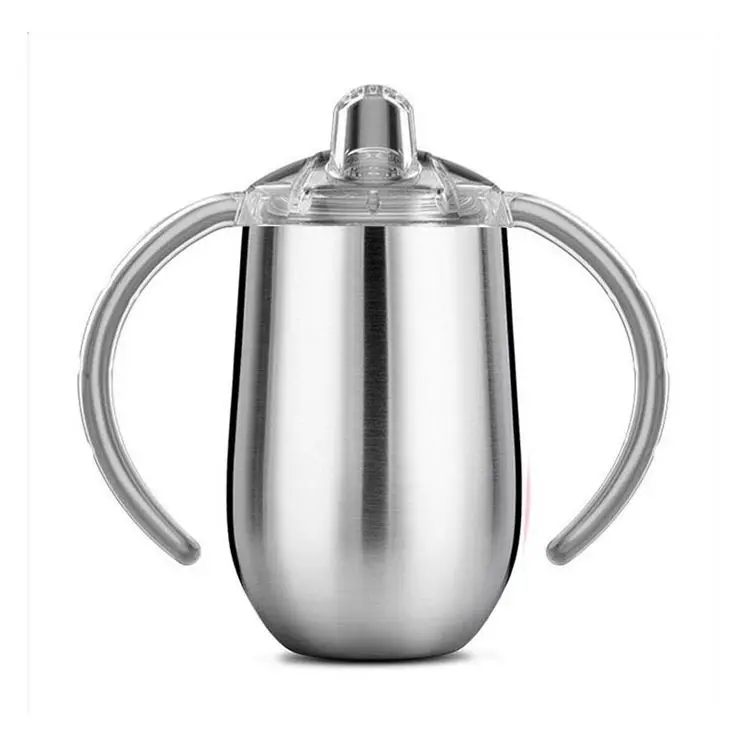 Stainless Steel Tumbler Metal Color Vacuum Insulated Bottle With Handle Baby Straw Sippy Cup Mugs