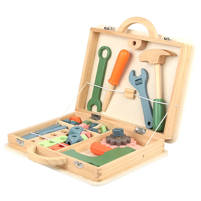 Funny Early Educational Tool Box Play Set Wooden Educational Kids Tool Set