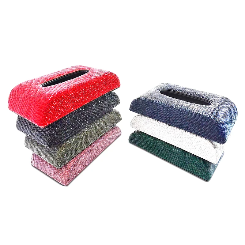 Customized wholesale auto tissue box Creative Swan diamond inlaid car seat type suction box armrest box