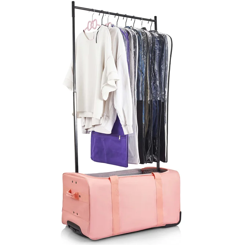 Travel & Business Travel Weekend Duffle Hanging Garment Bag with Aluminum Extendable Dance Bag with Garment Rack