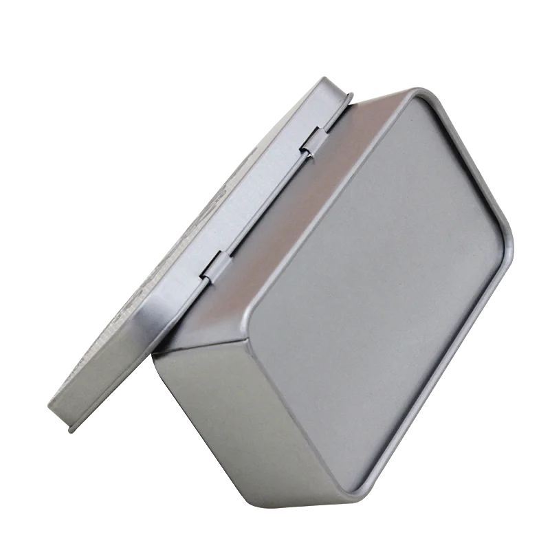 Embossed Case Tin Metal Hinged Tea Container Medicine Box Frosted Tin Packaged