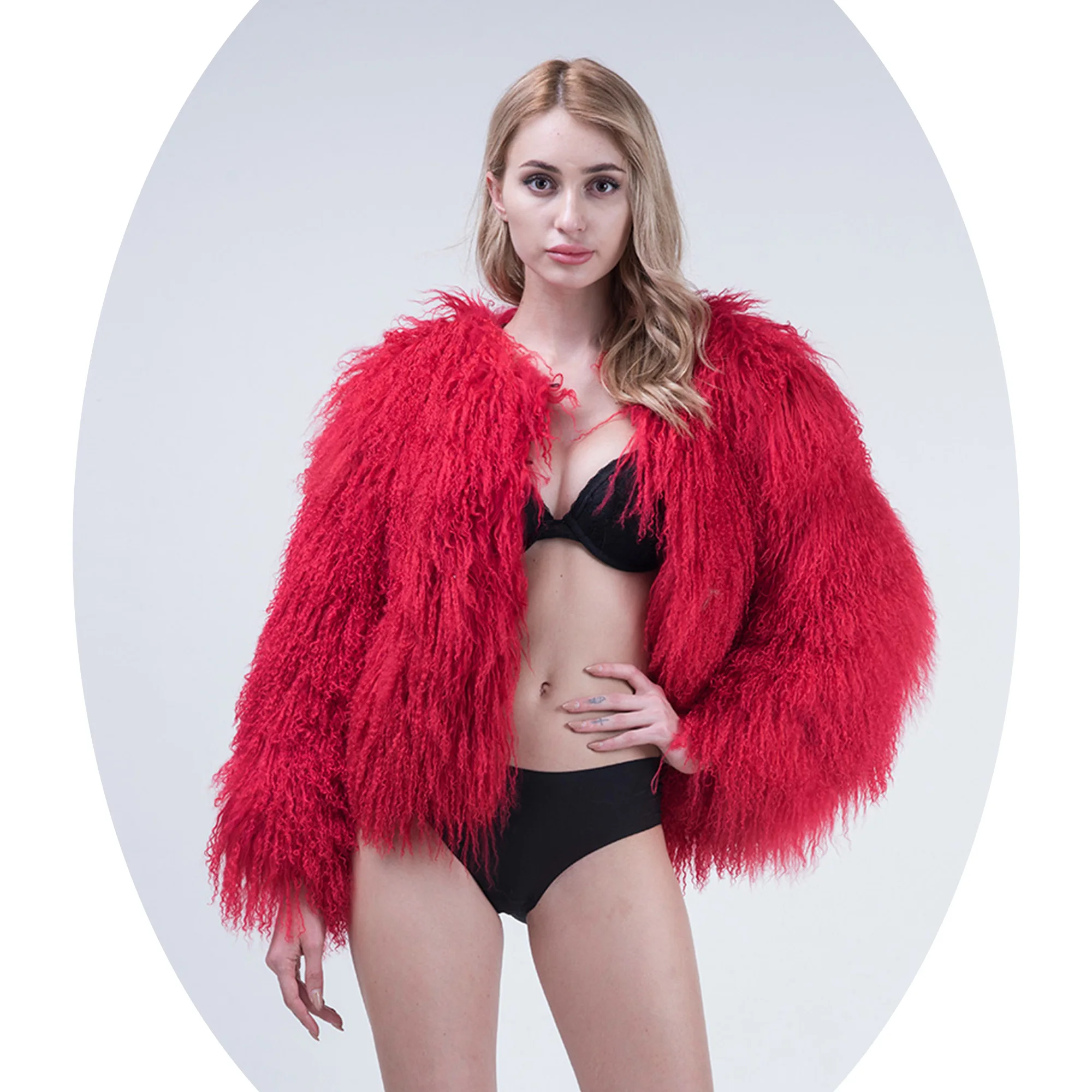 Janefur soft  women winter mongolian lamb fur coat custom girls real fur coat