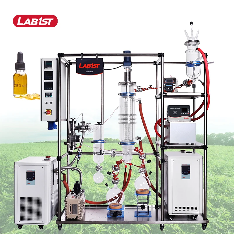 Lab Fully Jacketed Pipelines Glass Wiped Film Evaporator Molecular Distillation for Sale