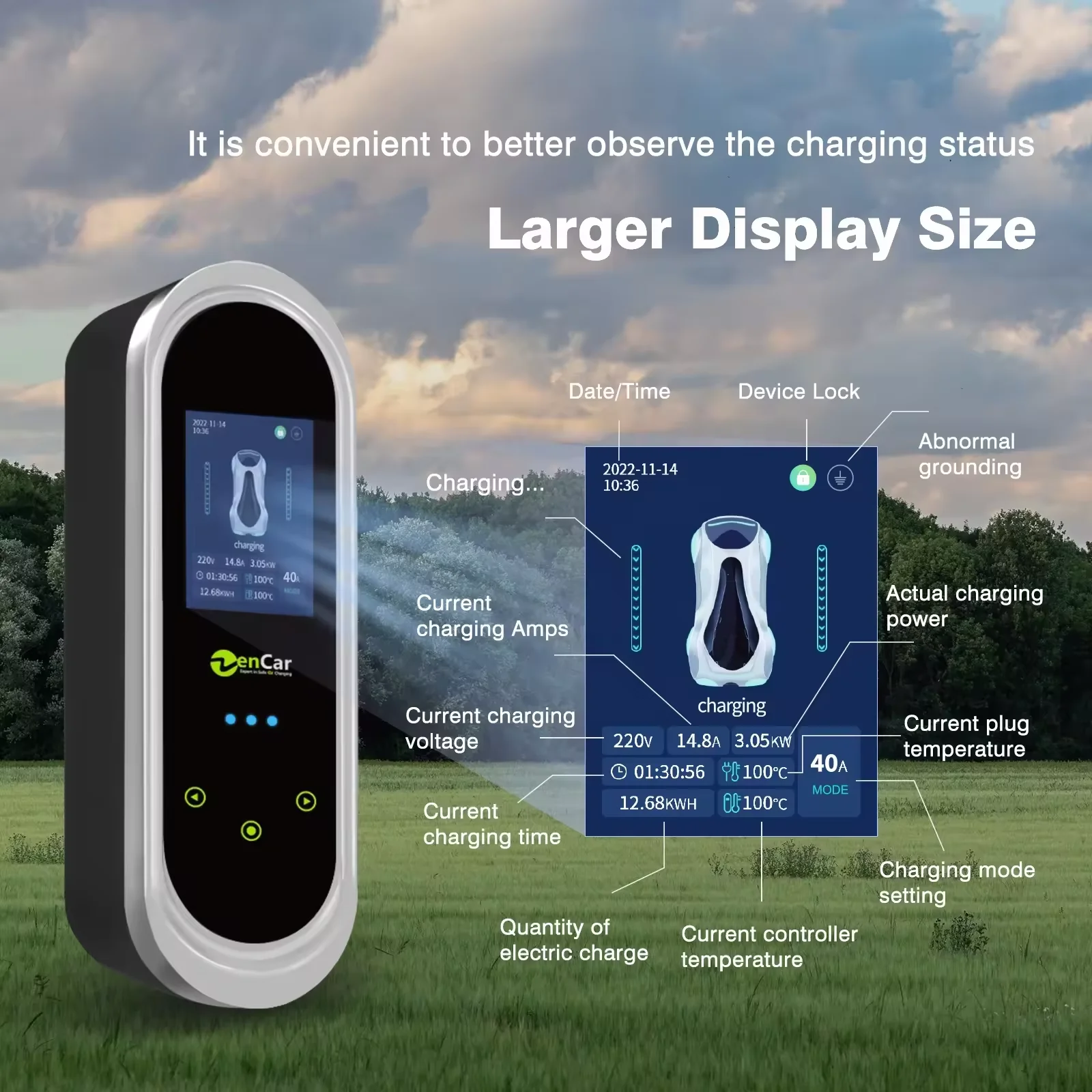 Zencar 32A Type 2 Level 2 Ev Chargers 7KW With Adapters Blue Cee/Type2 Male plug Wifi App