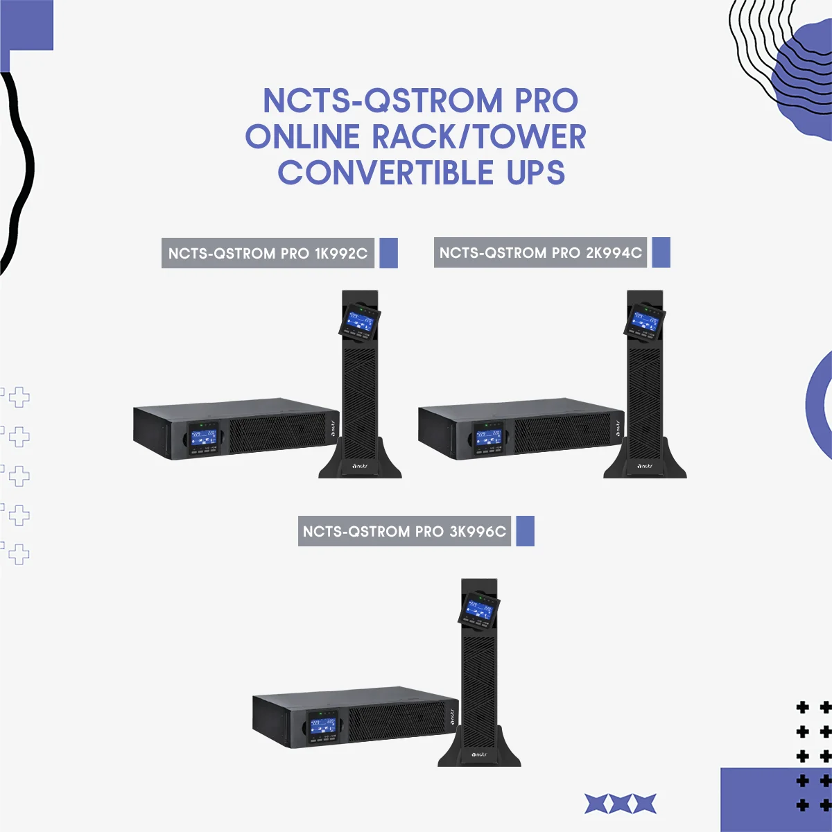 NCTS-QSTROM PRO 3K996C 3000VA/2700W tower type china ups чистый синусоидальный маршрутизатор офисные UPS для серверных однофазных online