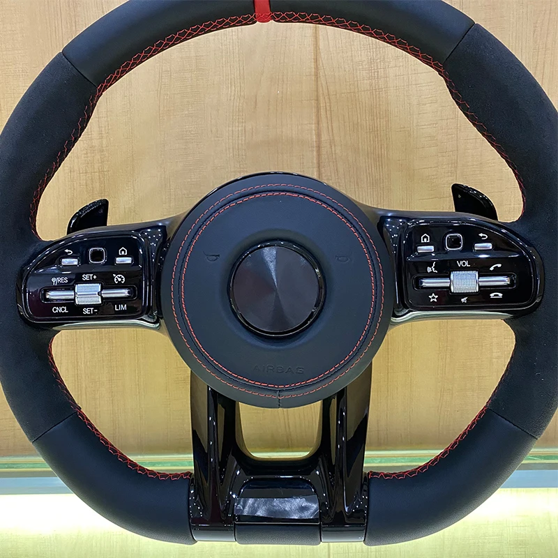 SJC Auto Fit for Benz Real Leather Steering Wheel E200  E300 E320 E350 E43 E63 Old Model to New Style Steering Wheel Alcantara