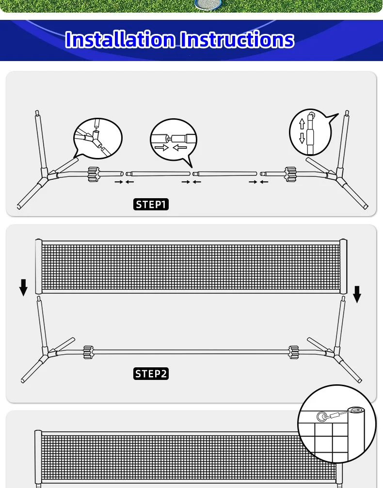 High Quality Portable Badminton Volleyball Beach Soccer Lawn Tennis Nets Set Outdoor Stand Pole Post With Carry Bag