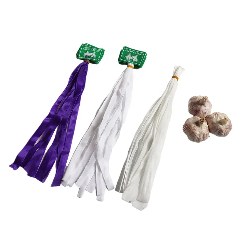 Manufacture Direct Sale Small Mush Tubular Net Bags Can Pack 3-6 Pcs Garlic In Line With Label