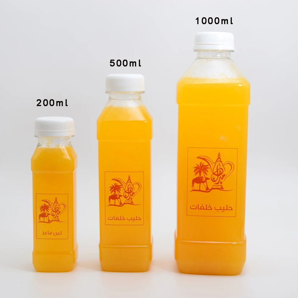 100ml Plastic Juice Shot Bottles Empty Clear  Small Square Juice Bottles Custom Print Label Logo Bulk with Caps