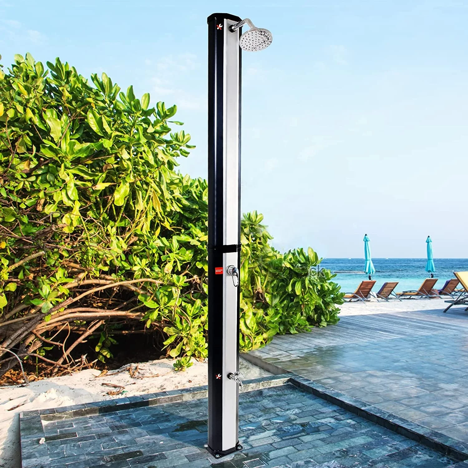Hot design Octagon silver color 35L garden pool sunny solar outdoor shower for swimming pool and garden