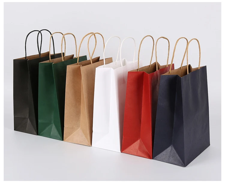 China Manufacturer wholesale custom logo kraft paper gift bag with rope handle