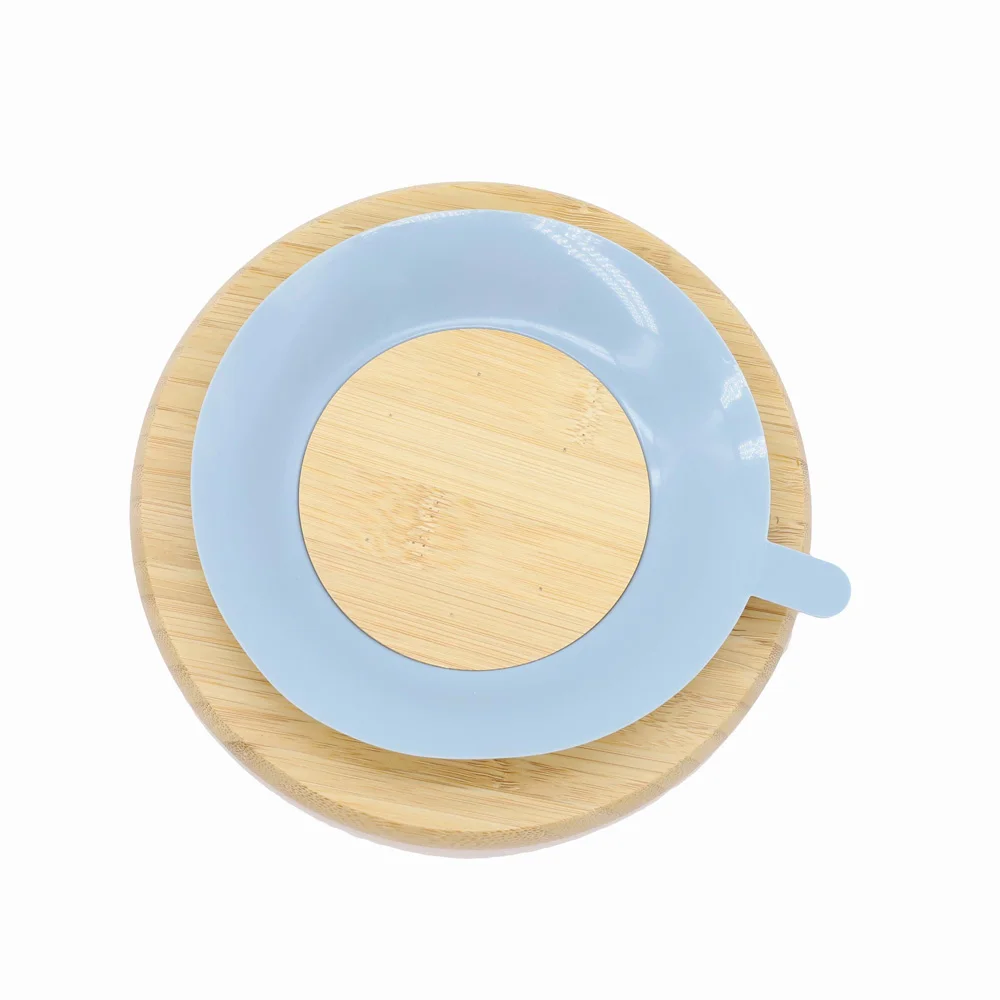 Hot Sell Bamboo Silicone Baby Feeding Set Plate Bowl Spoon Fork Sippy Cup Tableware Baby Dining Set