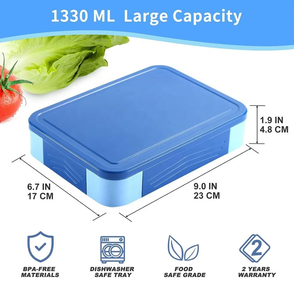 BPA Free Leak-Proof Bento Box for Adult Kids Durable Microwave Safe On-the-go Plastic Lunch Box