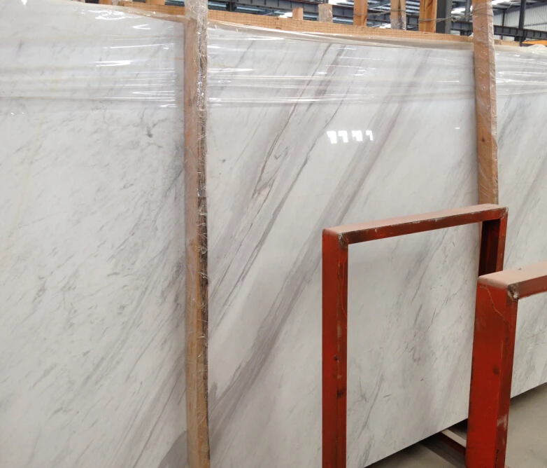 HANGMAO STONE Popular Natural Greece Volacas White Marble Stone Flooring Big Slab Tile for Bathroom