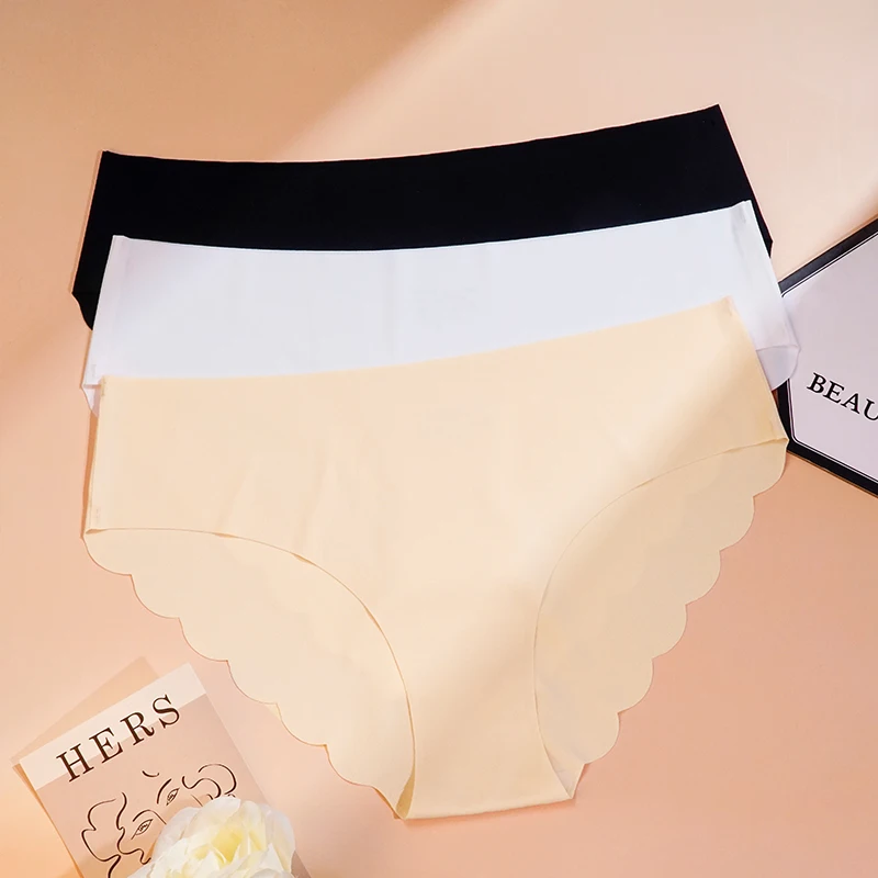 EU US Size Ladies Briefs Ice Silk Ruffles Seamless Undies Knickers Bragas Invisible Seamless Bikini Panties