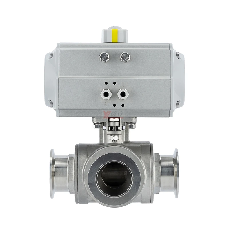 YOULI нержавеющая сталь отрицательного давления PN16 304 316L KF16 KF25 KF40 пневматический Трехходовой вакуумный шаровой клапан