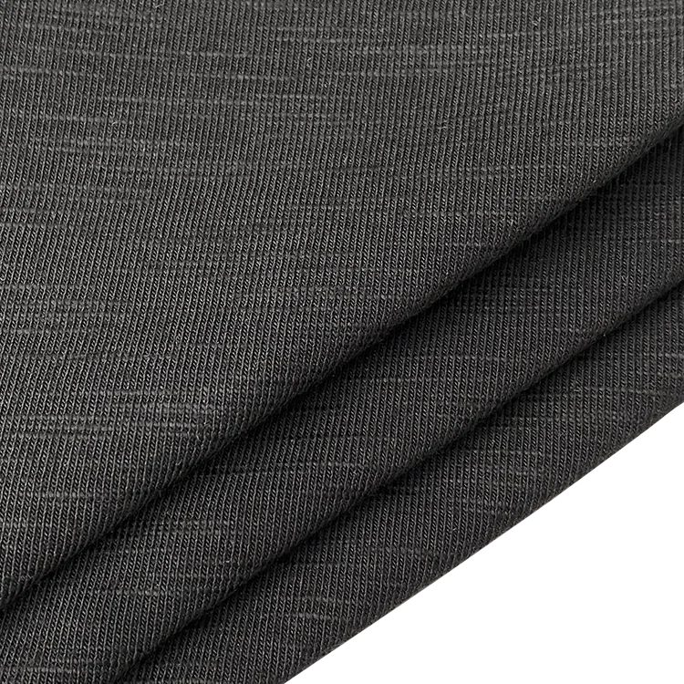 Harvest knit slub style cotton fabric 47% cotton 47% modal 6% spandex fabric jersey natural fiber modal fabric for adult clothes