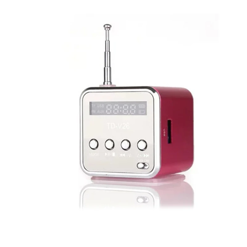 TD-V26 Mini Radio Receiver With USB Portable Speakers With Fm Radio Digital For PC Phone Mp3 Music Player Support Micro SD Card
