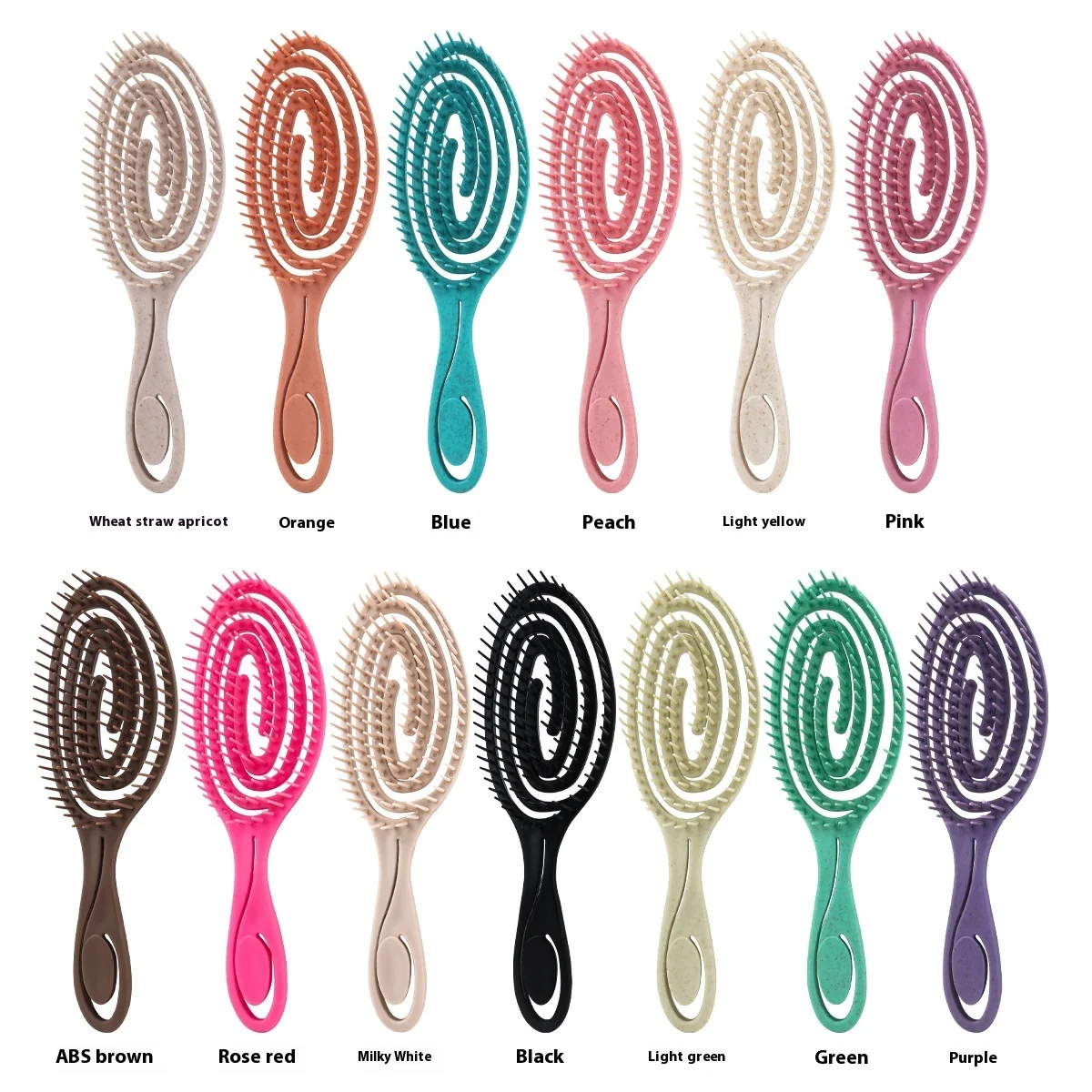 2024 Eco-friendly Wheat-straw Hair brush Hollow Vented Massage Comb Straightening Brushes
