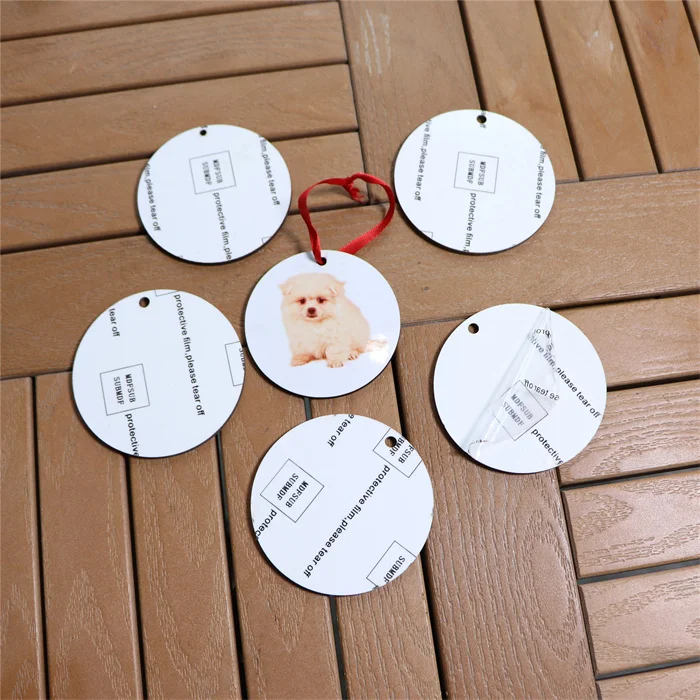 MDFSUB Personalized Hot Sales Xmas Decor Hanging 3 inch Round Wood White Blanks Sublimation MDF Ornament For Christmas
