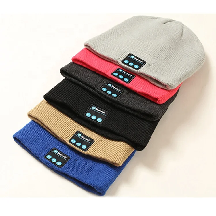 
Newest Winter Knitted Blue tooth Beanie Hat with Headphone smart music hat from China 