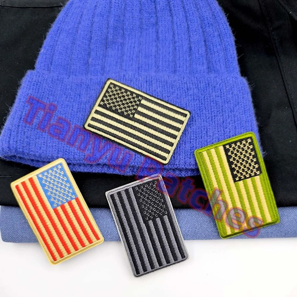 American Country State 4th July Tactical Flag Patches Wappens Trucker Hat Iron Embroidered Armband Badges Fabric Felt Backpack