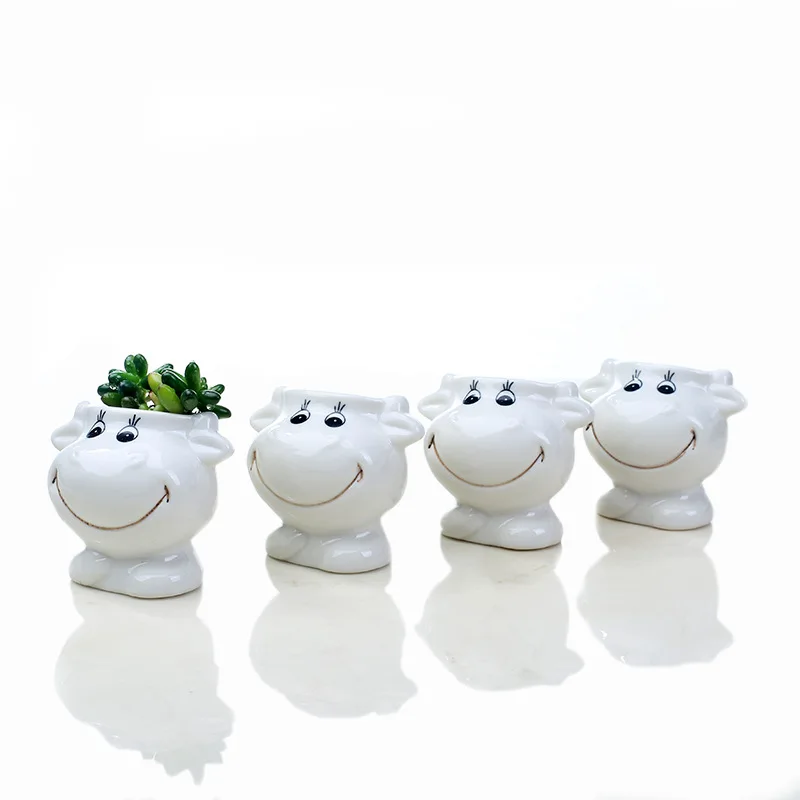 Wholesale new cute cartoon cow ceramic flower pot