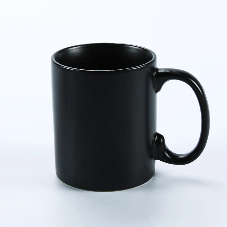 Custom 11oz sublimation printing straight porcelain black matt coffee mugs cups