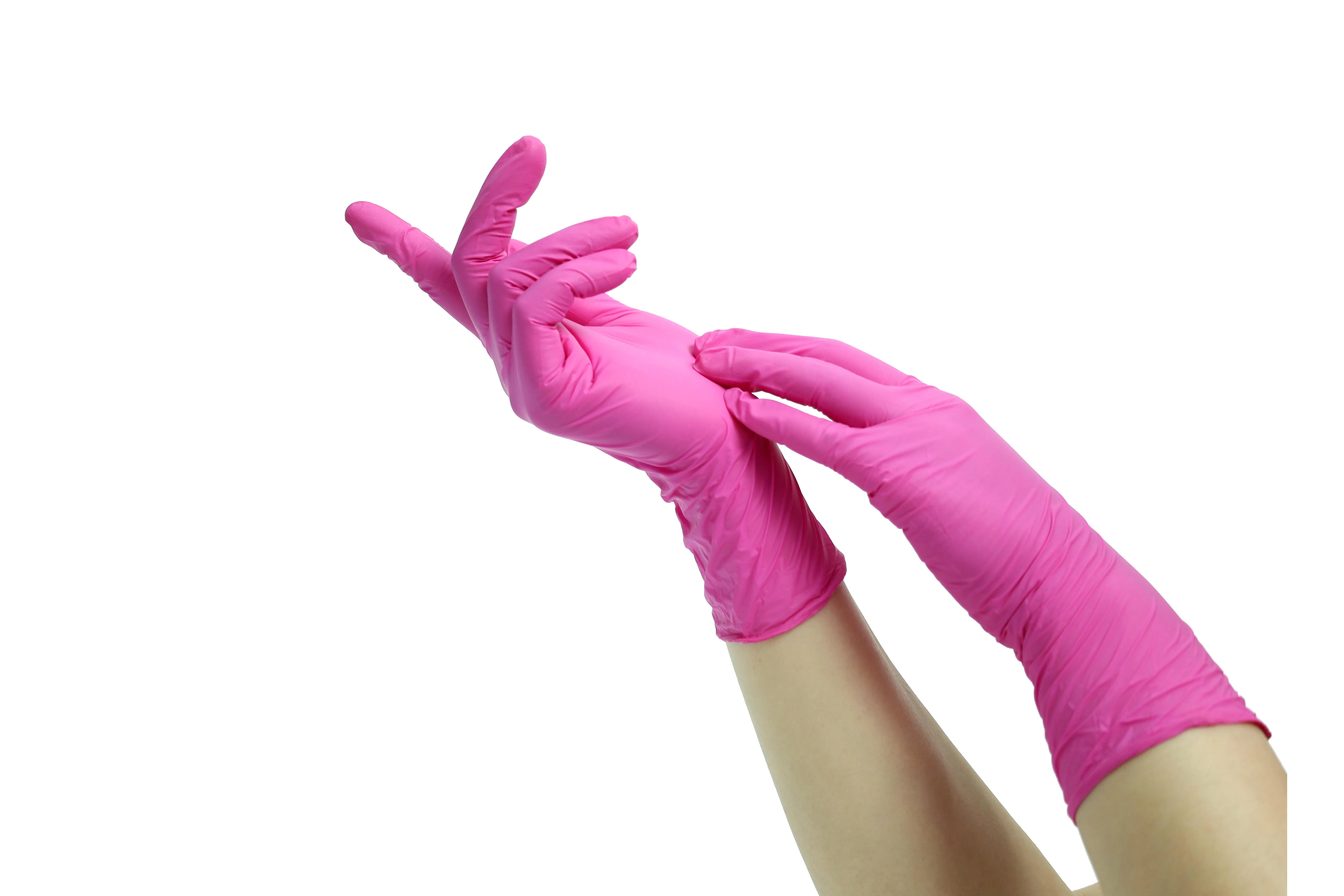 Cheap 4 mil Pink Glove EN374 100 Pcs/Box Powder Free Nitrile Gloves for tattoo