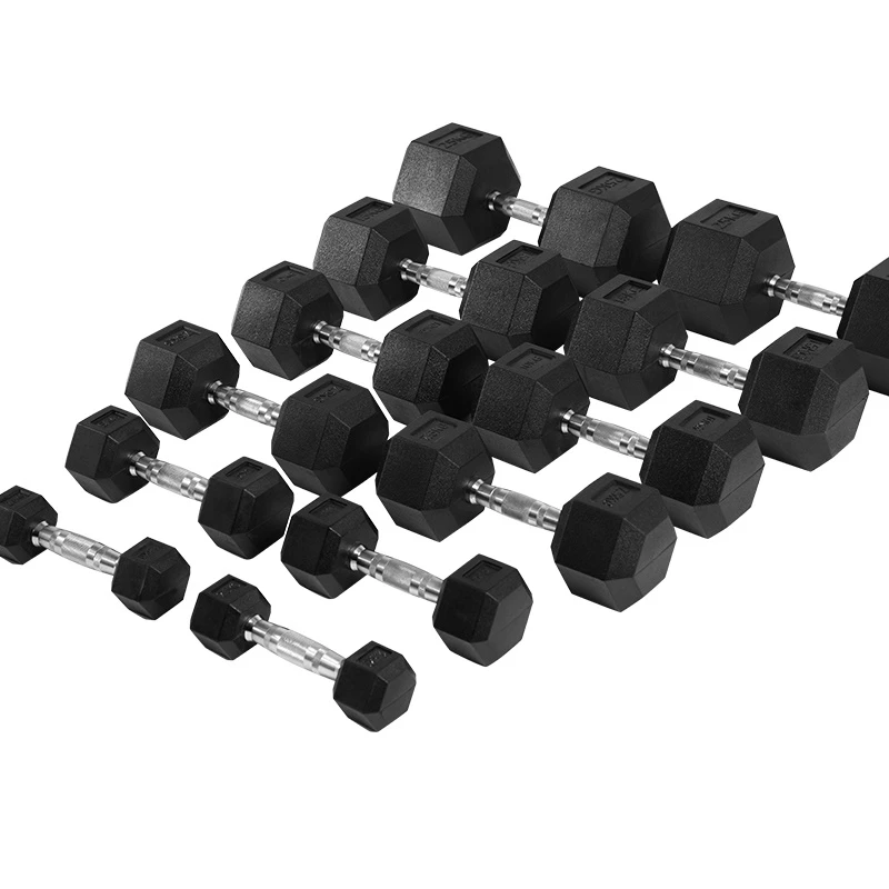 Custom Logo 5 KG 1-125 Lb Home Gym Fitness Equipment Cast Iron Hex Dumbbell Set Rubber Coated Hex Dumbbell