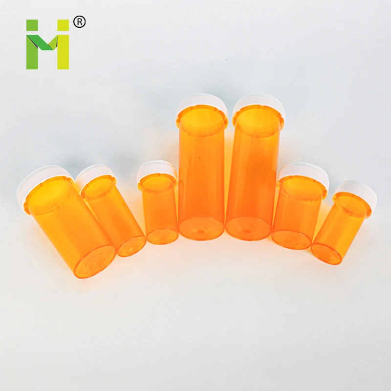 Hot sales child proof pill bottle plastic push down & turn 30 dram reversible vials