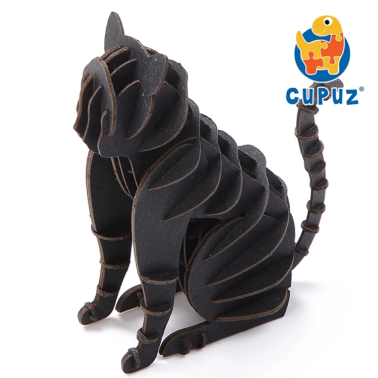 
Laser cut black cat 3D paper model for kids 