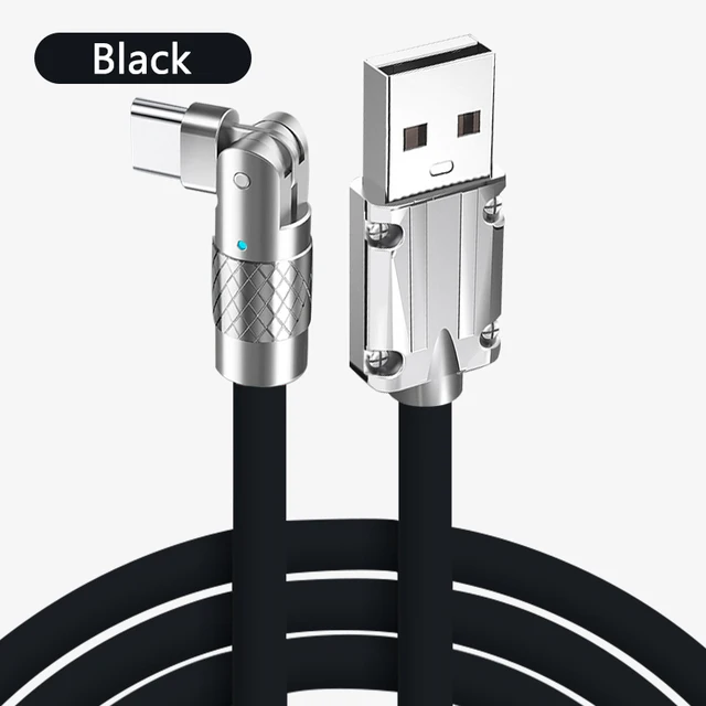 Xmas Gift 180 Rotatable 120w Super Fast Charging Cable for Huawei for iphone Android Phone Charging Cable Elbow Cable for Game