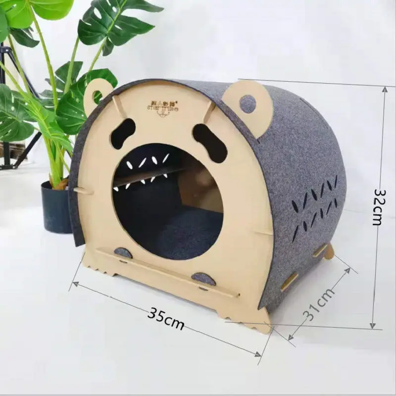 E1 level OSB Luxurious Wood Cat House Pet Comfortable Bed Pet Wooden House For Dogs Cats Top Quality