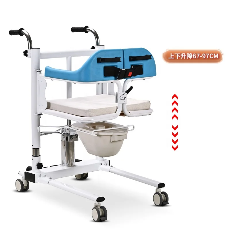 Portable hydraulic lifting and assisted transfer chair for household use, capable of getting on the car, bathing and toilet seat