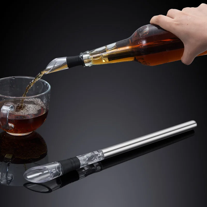 wholesale bar accessories gift set wine beer cooler stick stainless steel chiller wine aerator pourer