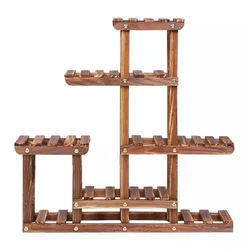 Multi-Tiered Pine Wood Pots Planter Display Rack Flower Pot Rack Shelf Flower Pot Stand